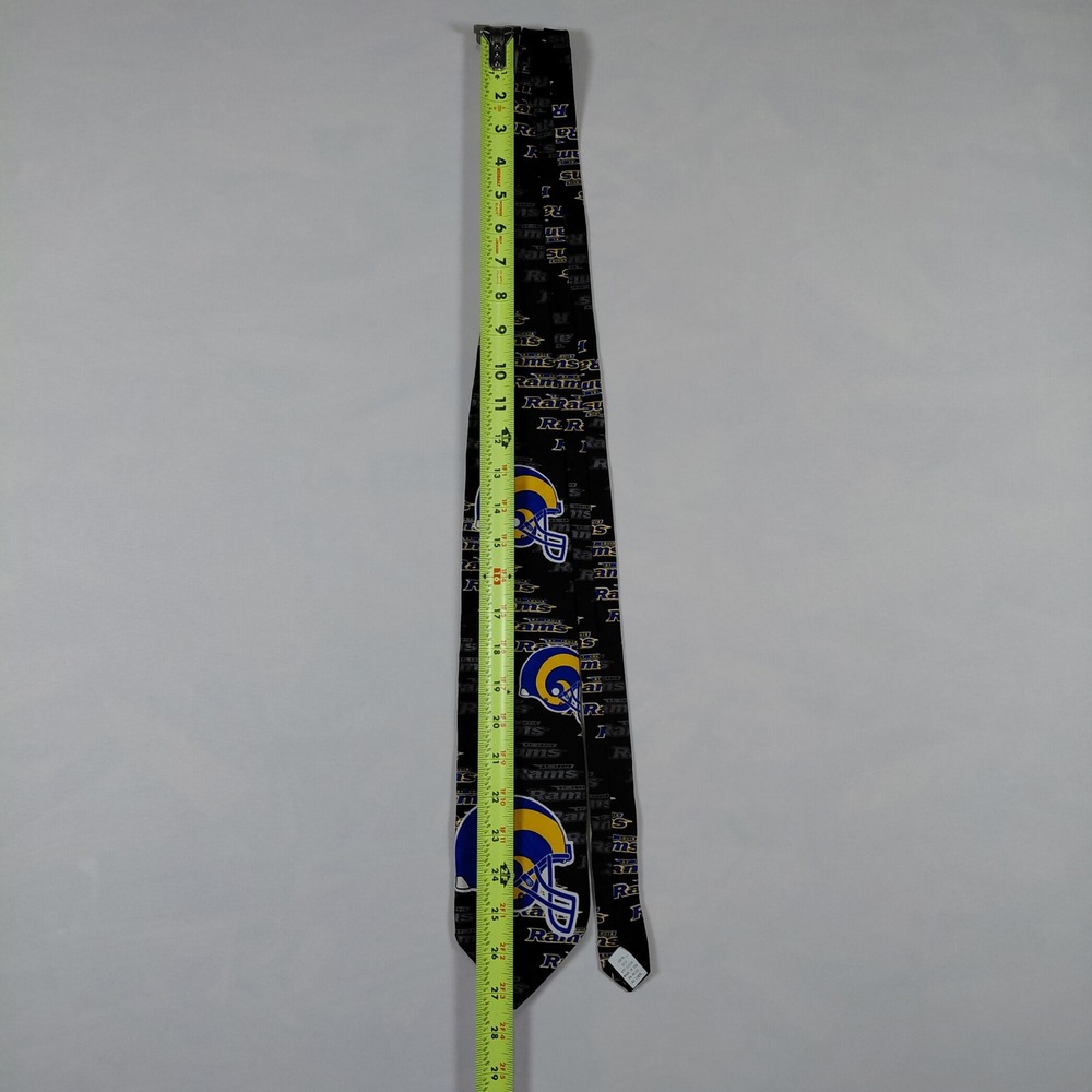 Vintage 1998 St Louis Rams NFL Silk Necktie Black Helmet Logo Ralph Marlin NWT - Picture 9 of 10